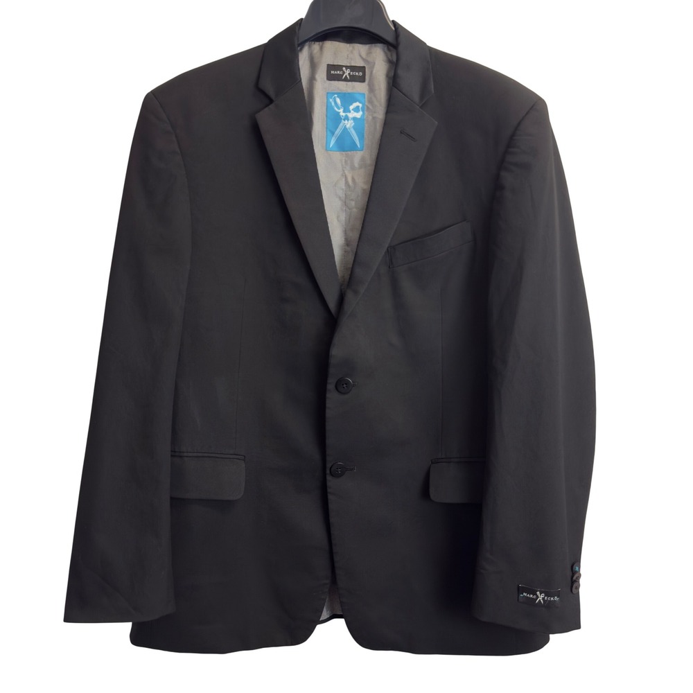 Marc Ecko Cut & Sew Mens Black Two Button Blazer Jacket Size 42R Stretch